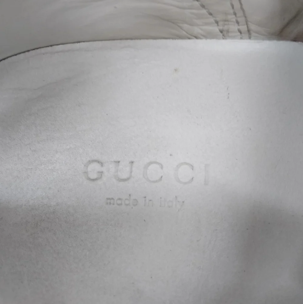 Gucci Sneakers Leather Ace Sherry Line Pearl Studs Size 36.5